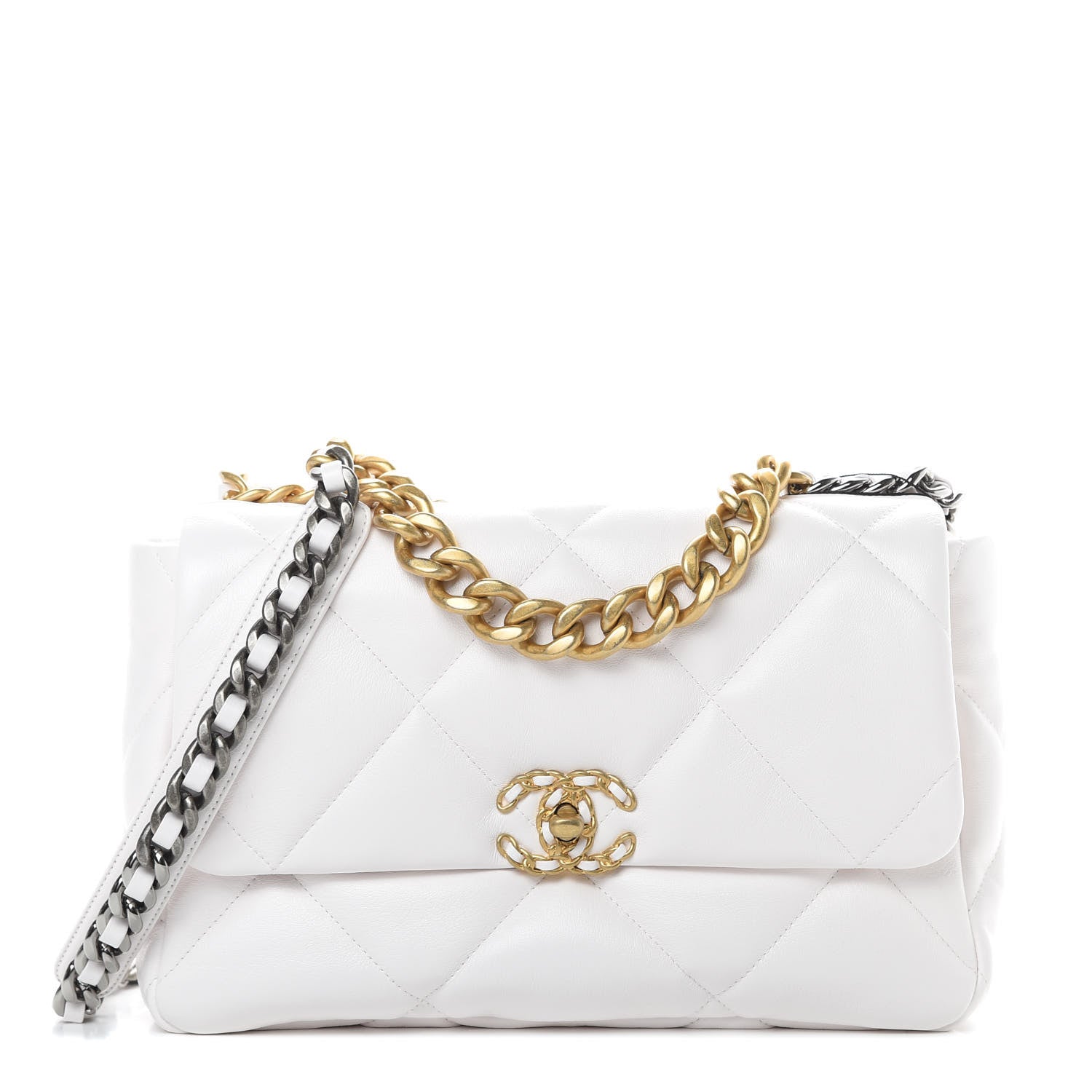Chanel Lambskin Quilted Large 19 Flap White 1 of 10