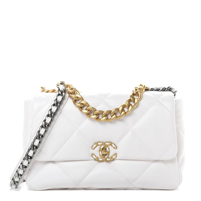 Chanel Lambskin Quilted Large 19 Flap White 1 of 10