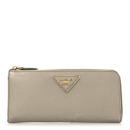 Prada Saffiano Triangle Half Zip Wallet Pomice 1 of 10