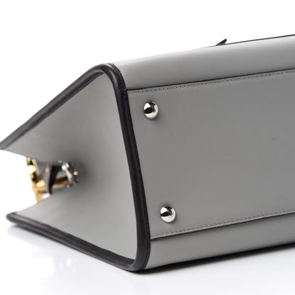 Fendi Vitello Century Opaco F is Fendi Bi-Color Regular Runaway Satchel Ghiaccio Ebano 7 of 11