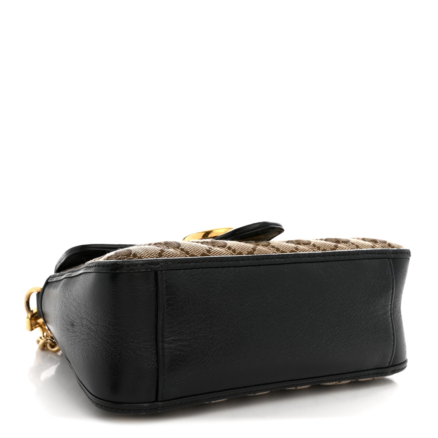 Gucci Monogram Azalea Calfskin Matelasse Diagonal Mini GG Marmont Top Handle Shoulder Bag Beige Ebony Black 4 of 14