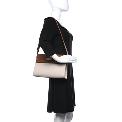 Saint Laurent Canvas Calfskin Manhattan Shoulder Bag Natural Beige Brick 2 of 9