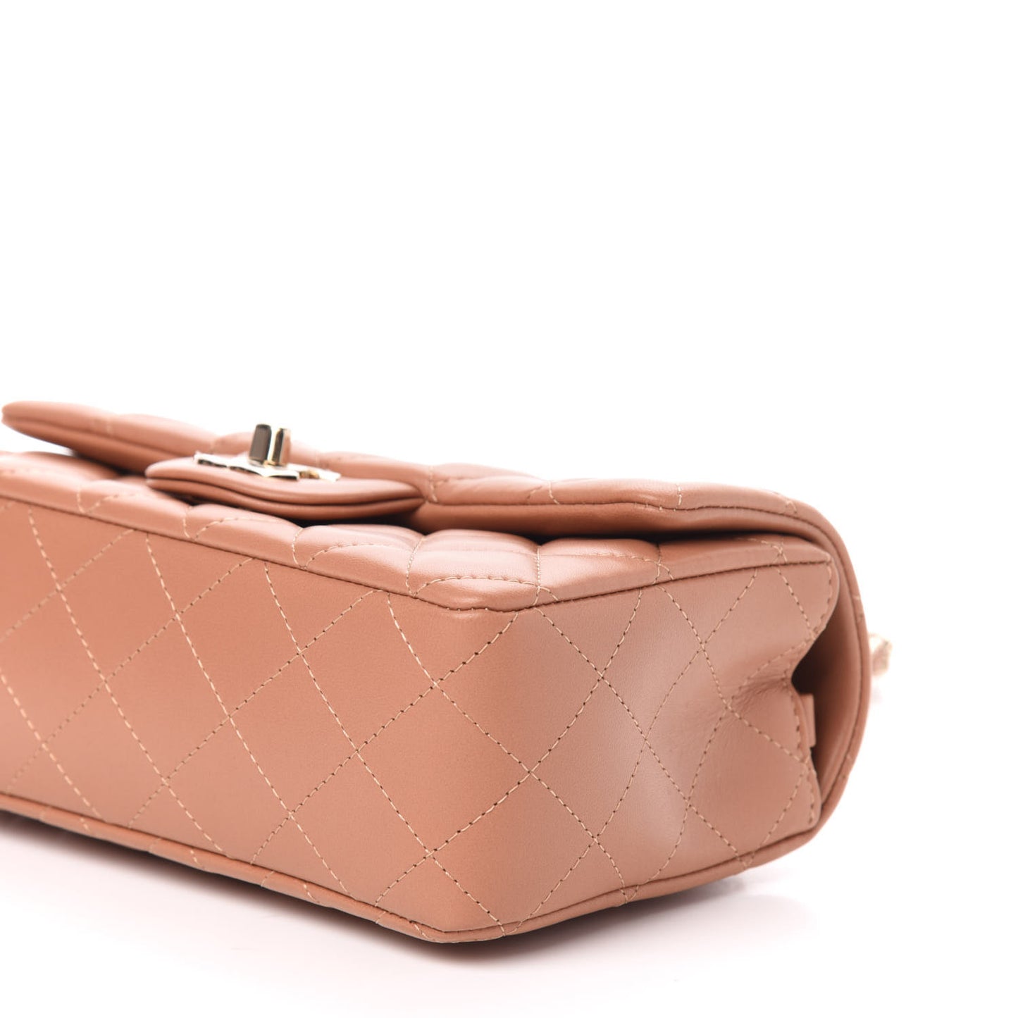 Lambskin Quilted Mini Rectangular Flap Brown