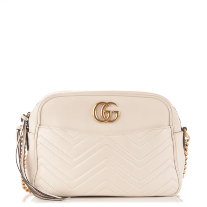 Gucci Calfskin Matelasse Medium GG Marmont Chain Shoulder Bag Mystic White 1 of 11