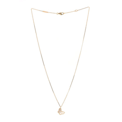 Van Cleef & Arpels 18K Yellow Gold Mother of Pearl Sweet Alhambra Butterfly Pendant Necklace 3 of 6