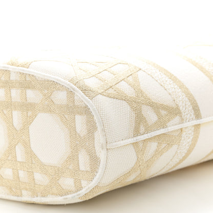 Christian Dior Canvas Cannage Embroidered Brocart Hat Basket Bag White Gold 11 of 12