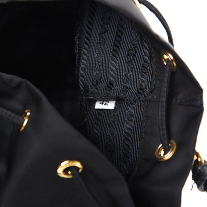 Prada Saffiano Tessuto Nylon Mini Bucket Crossbody Bag Black 7 of 11