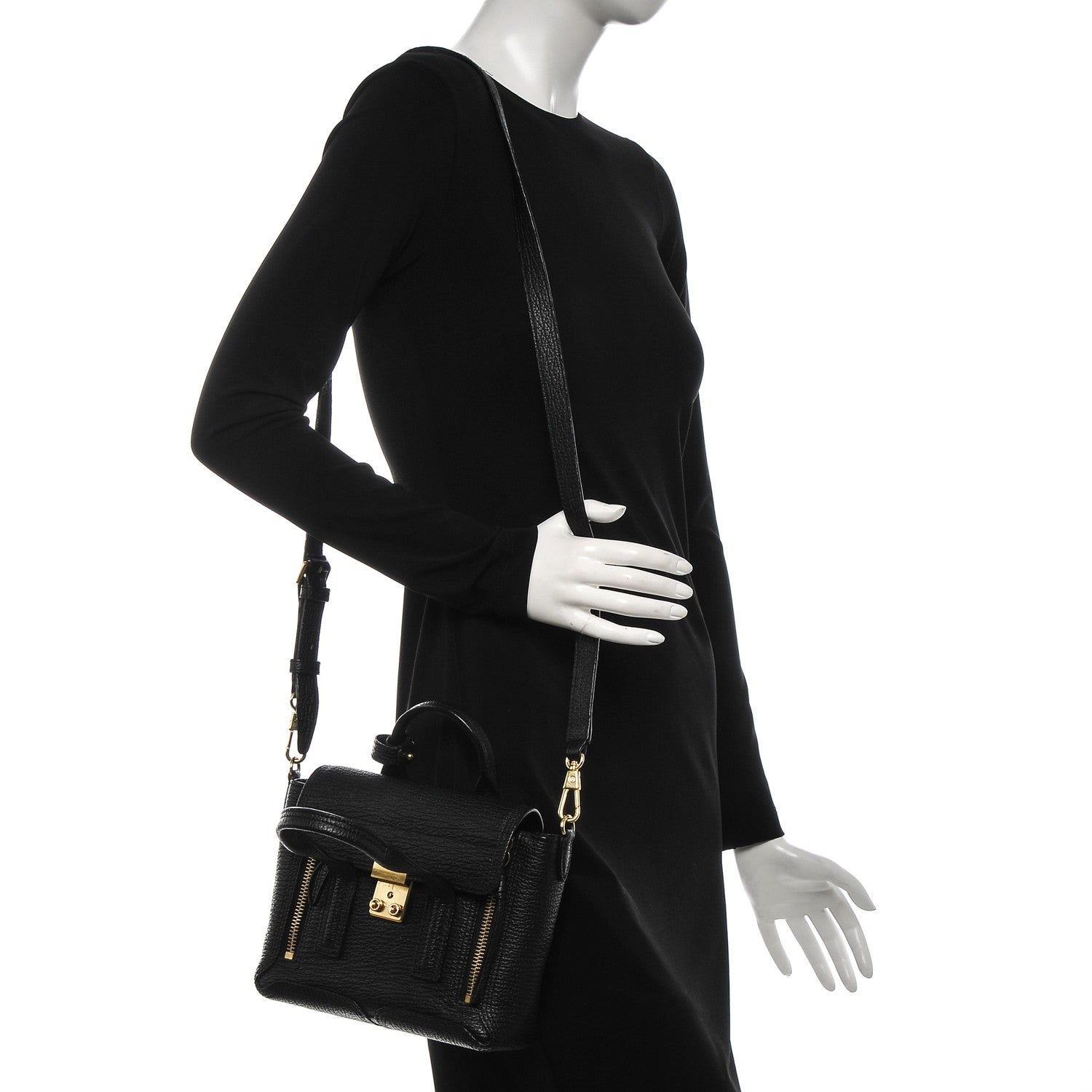 3.1 Phillip Lim 3.1 Textured Calfskin Mini Pashli Satchel Black 2 of 8
