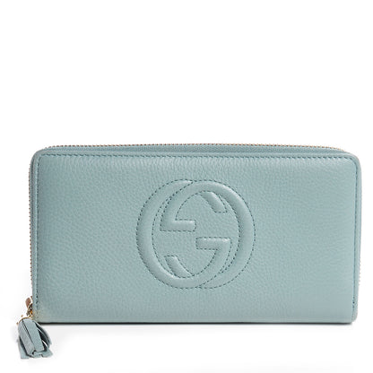 Gucci Leather Soho Zip Around Wallet Light Blue 1 of 7