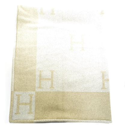 Hermes Wool Cashmere Signature Avalon Blanket Ecru 1 of 2