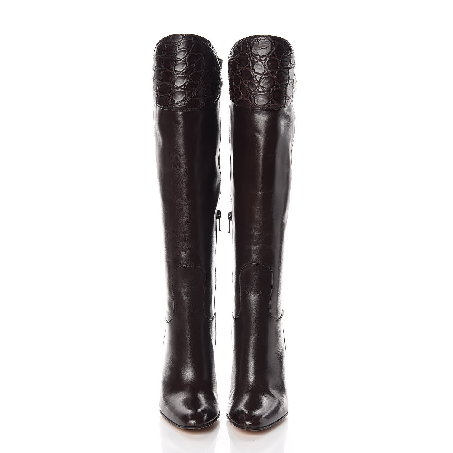 Gucci Alligator Malaga Kid Tall Boots 37 Marrone 2 of 7