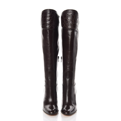 Gucci Alligator Malaga Kid Tall Boots 37 Marrone 2 of 7
