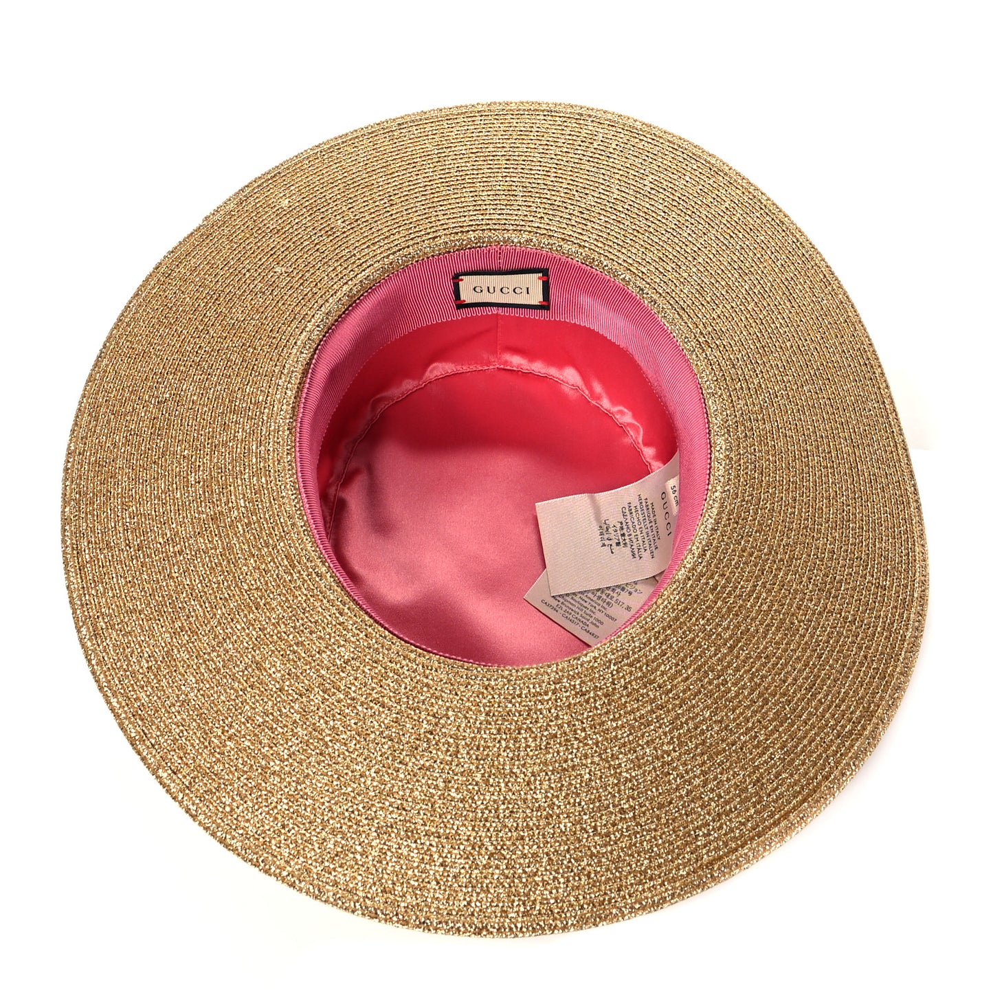 Glittered Straw Grosgrain Wide Brim Hat S Gold Black