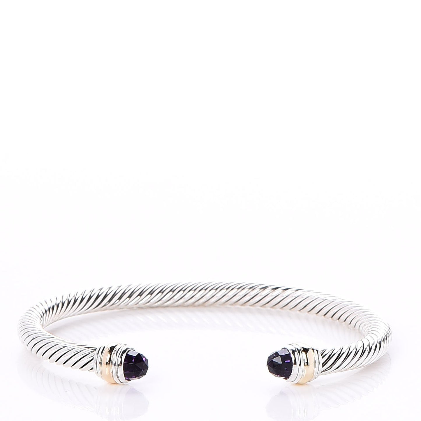 Sterling Silver 14K Yellow Gold Amethyst 5mm Cable Classics Bracelet
