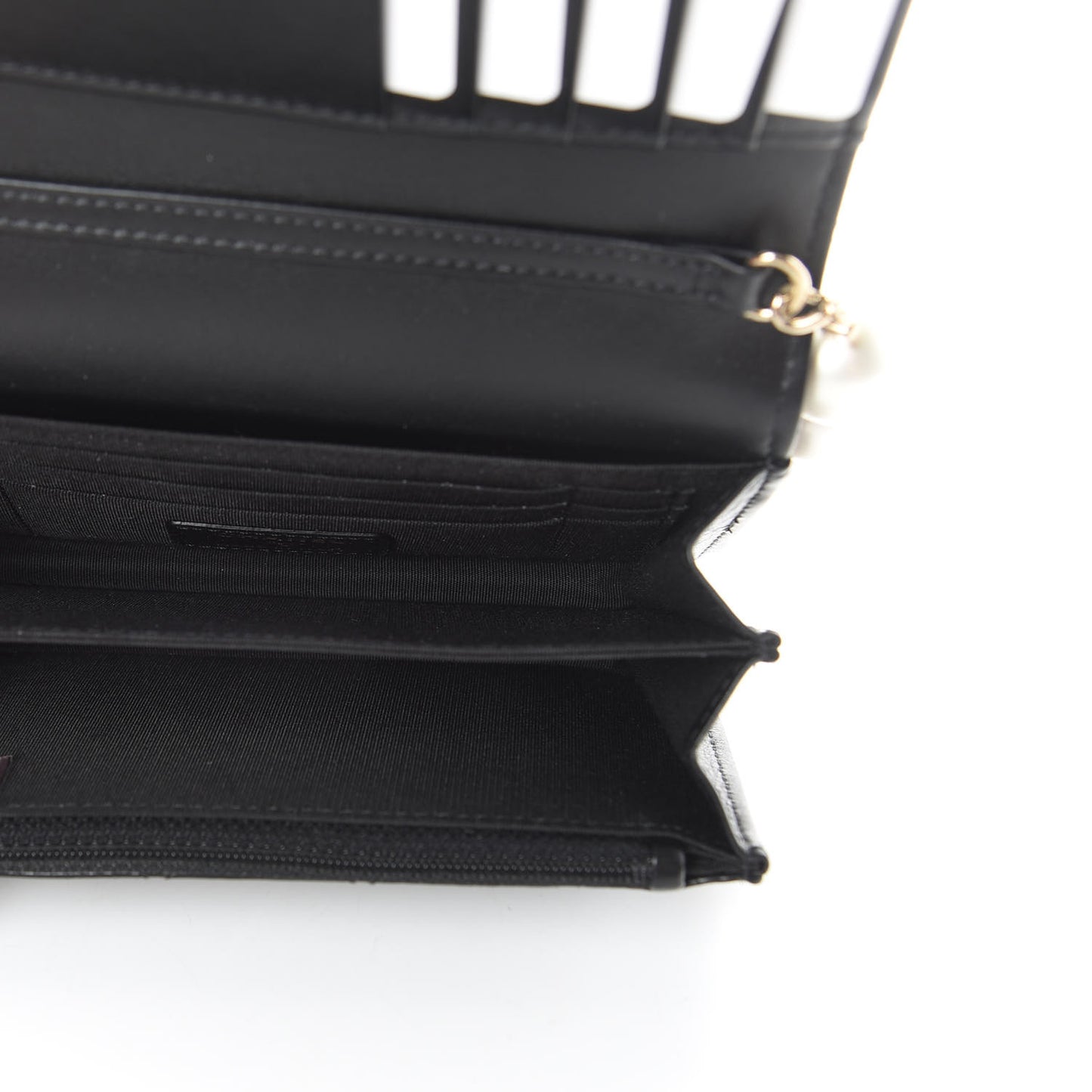 Calfskin Quilted Mini Maxi Pearls Wallet On Chain WOC Black
