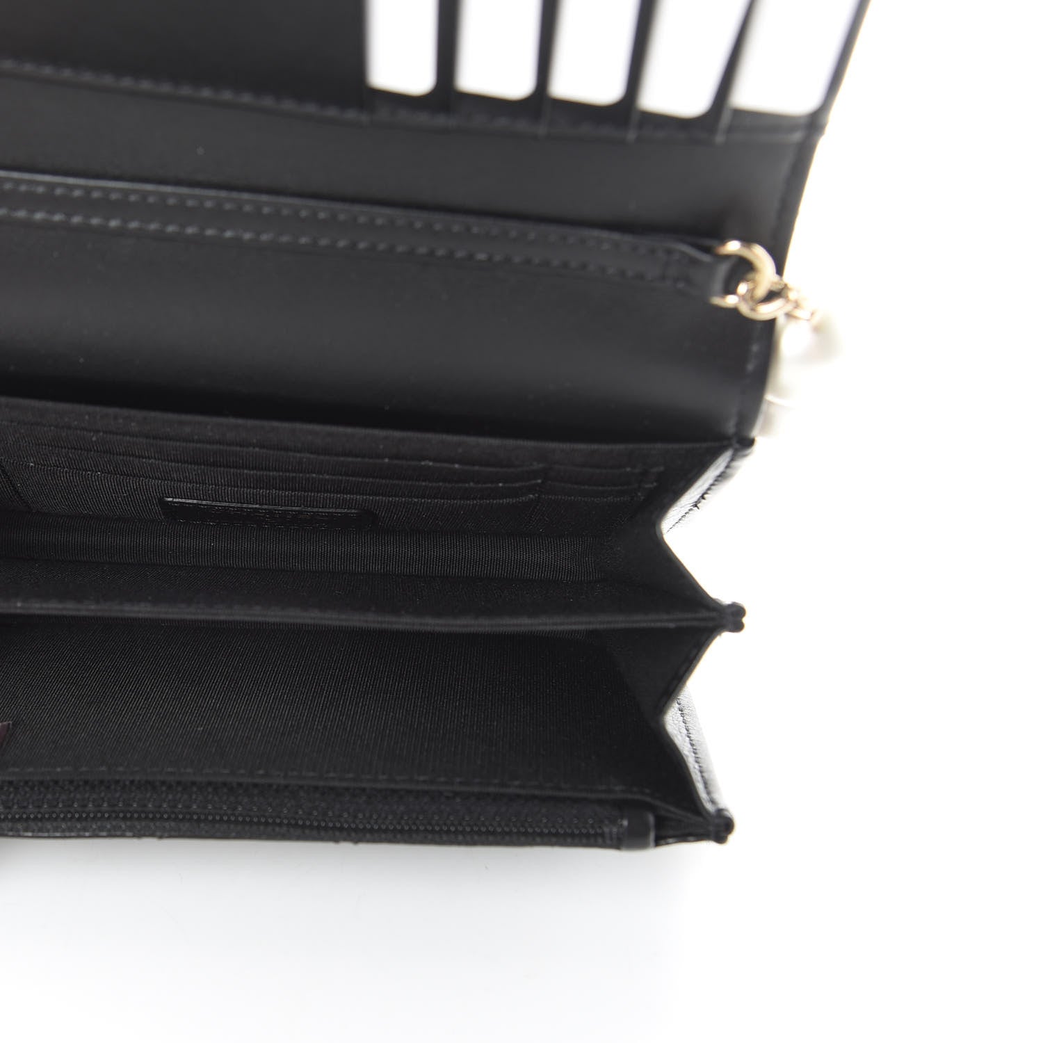 Chanel Calfskin Quilted Mini Maxi Pearls Wallet On Chain WOC Black 5 of 12
