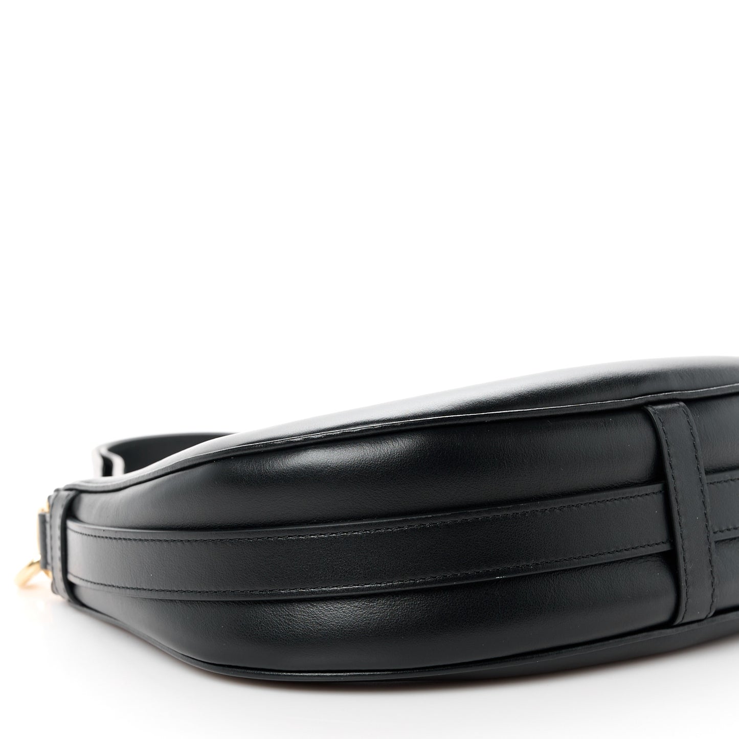 Smooth Calfskin Medium Strap Ava Shoulder Bag Black