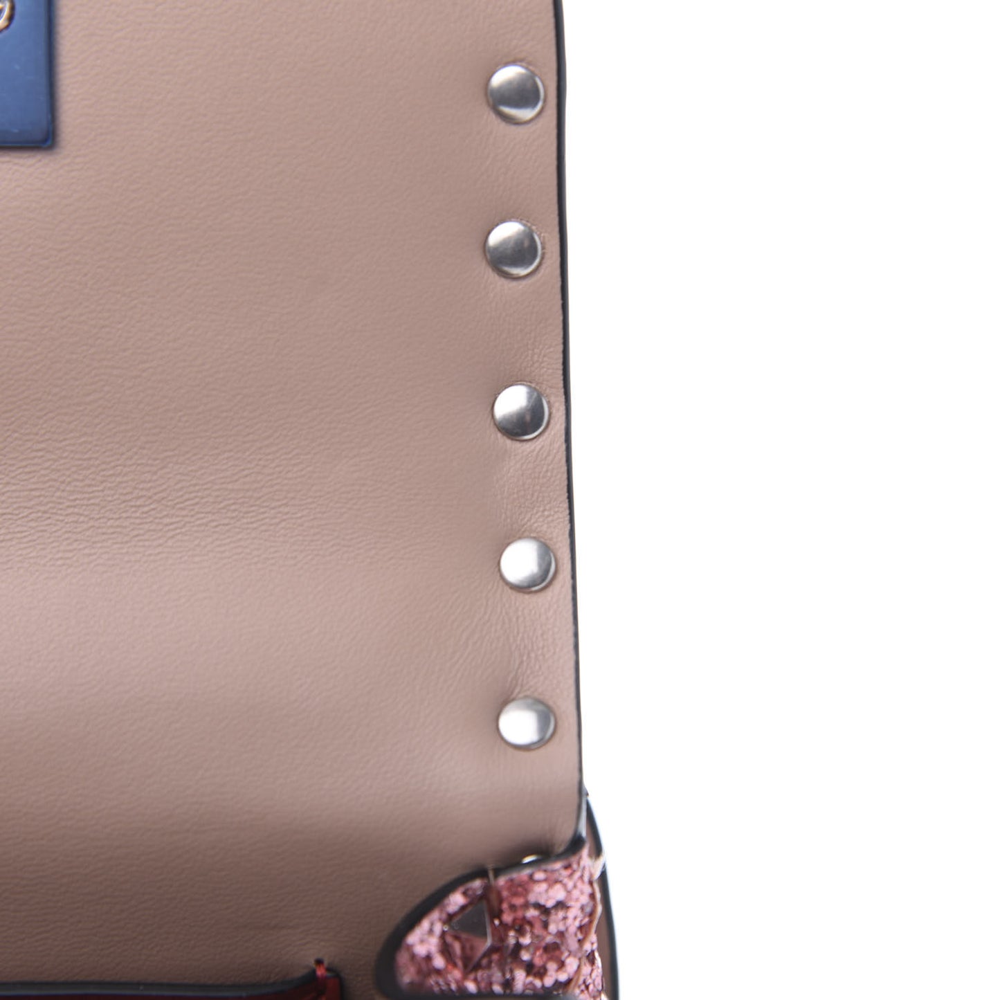 Glitter Micro Rockstud Spike Shoulder Bag Antique Pink