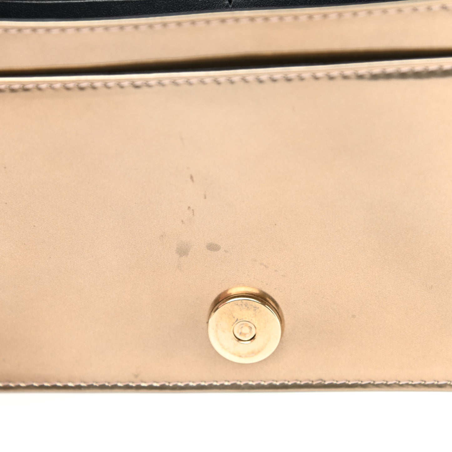 Metallic Patent Micro-Cannage Medium Diorama Flap Bag Gold