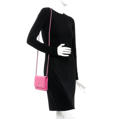 Chanel Iridescent Caviar Quilted Wallet on Chain WOC Pink 2 of 14