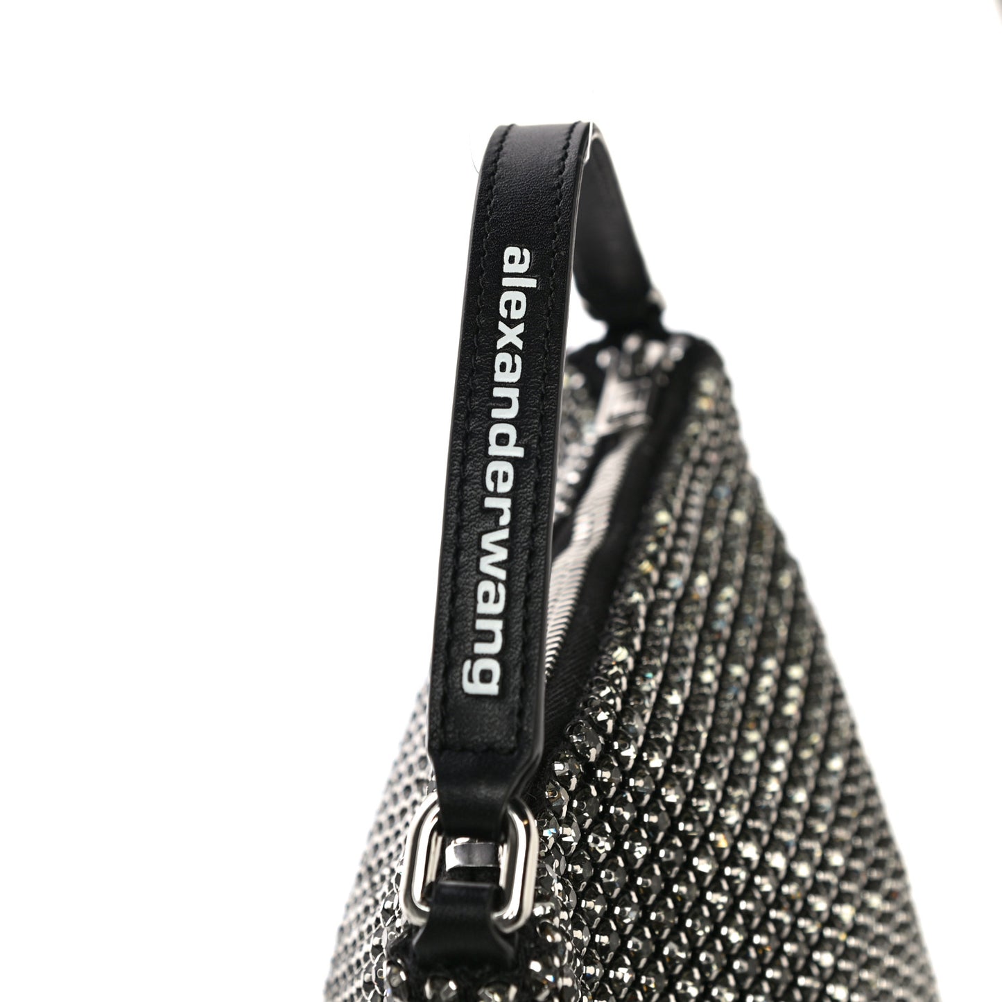 Mesh Crystal Zip Top Bag Black
