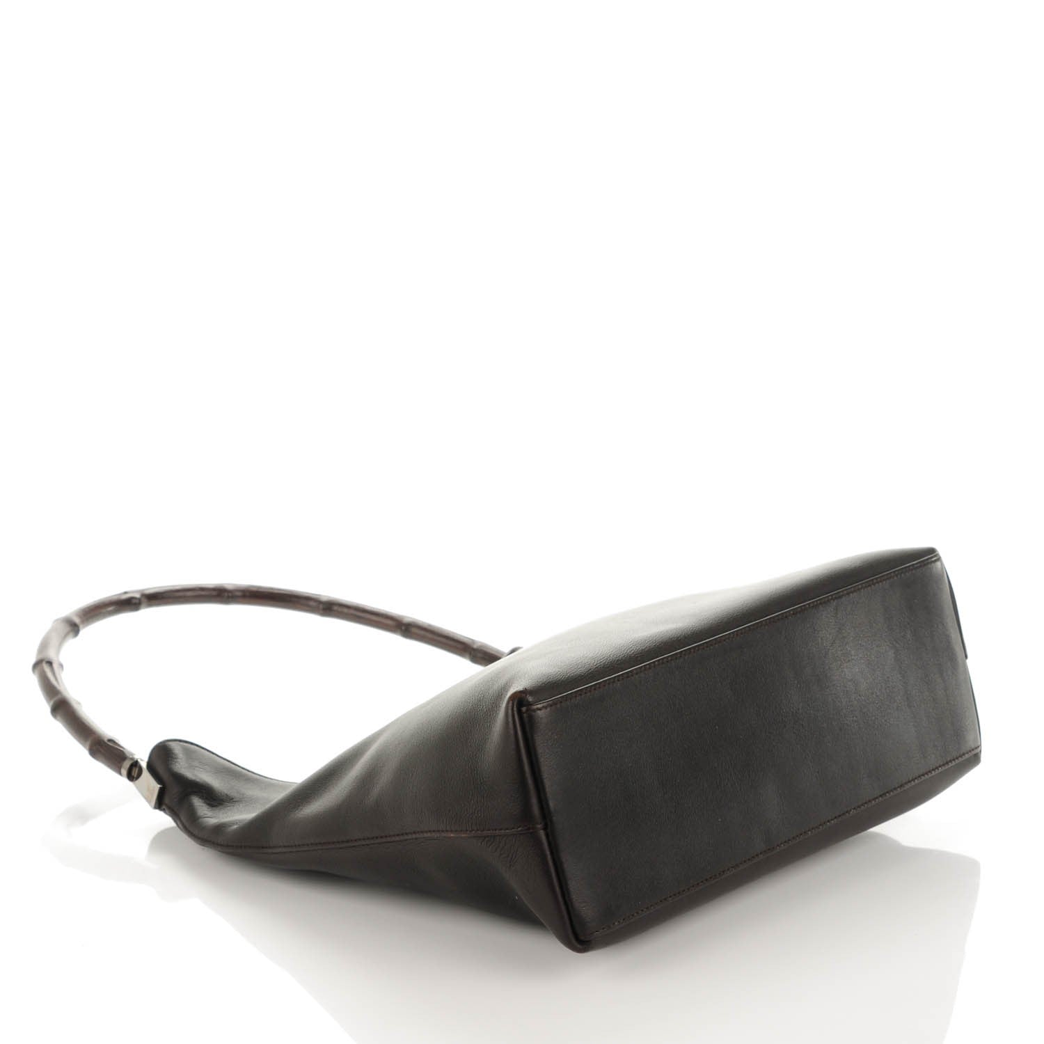 Gucci Calfskin Bamboo Shoulder Bag Dark Brown 4 of 7