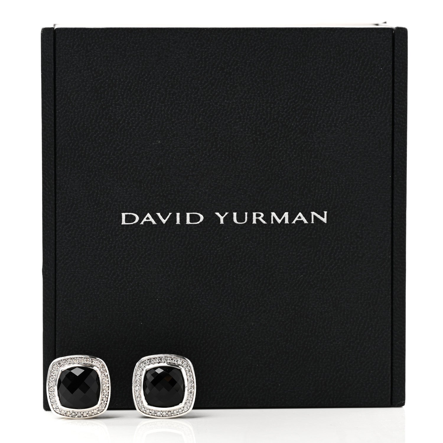 David Yurman Sterling Silver Pave Diamond Black Onyx 11mm Albion Earrings 5 of 5