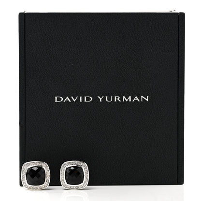 David Yurman Sterling Silver Pave Diamond Black Onyx 11mm Albion Earrings 5 of 5