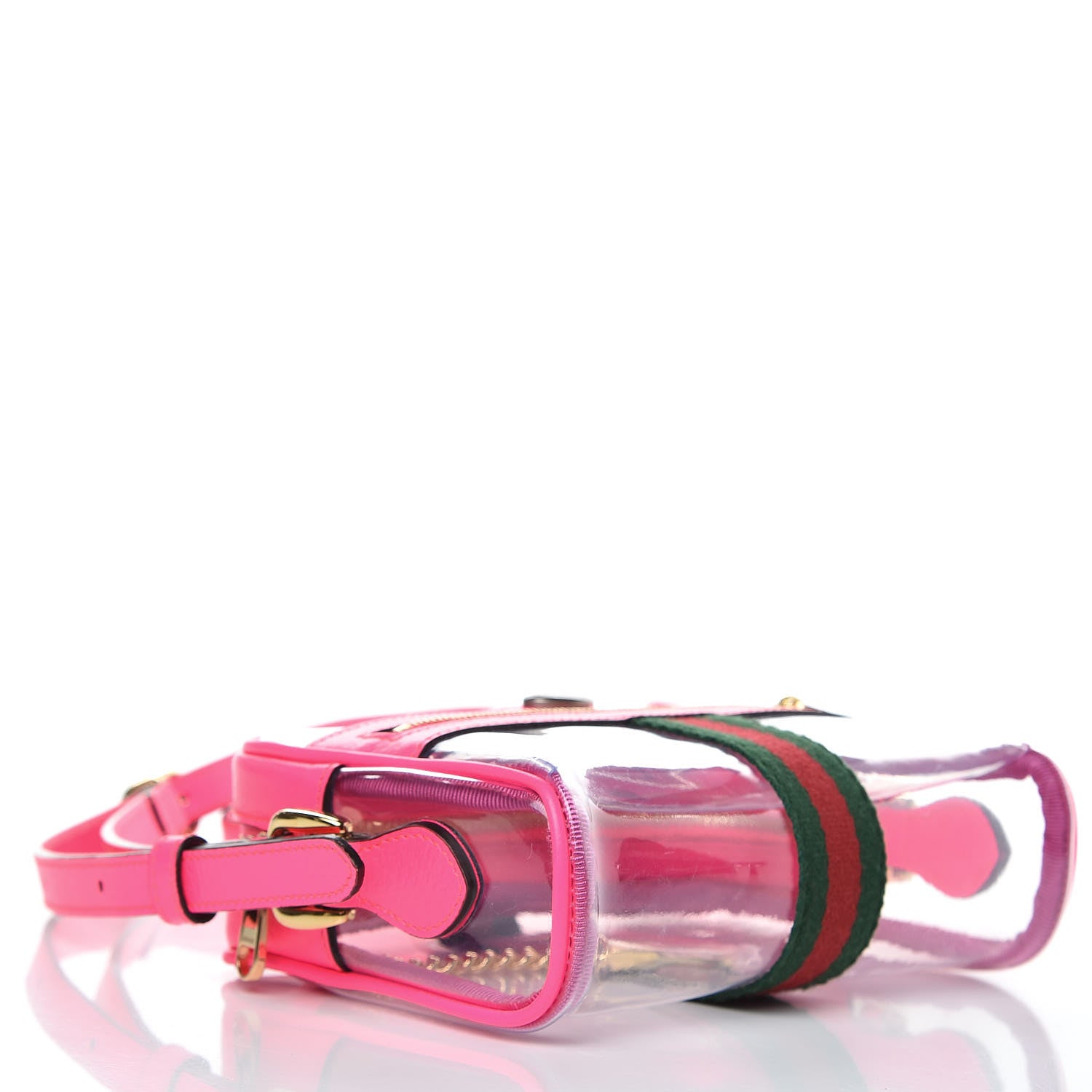 Gucci Vinyl Web Mini Ophidia Transparent Shoulder Bag Fluorescent Fuchsia 4 of 7