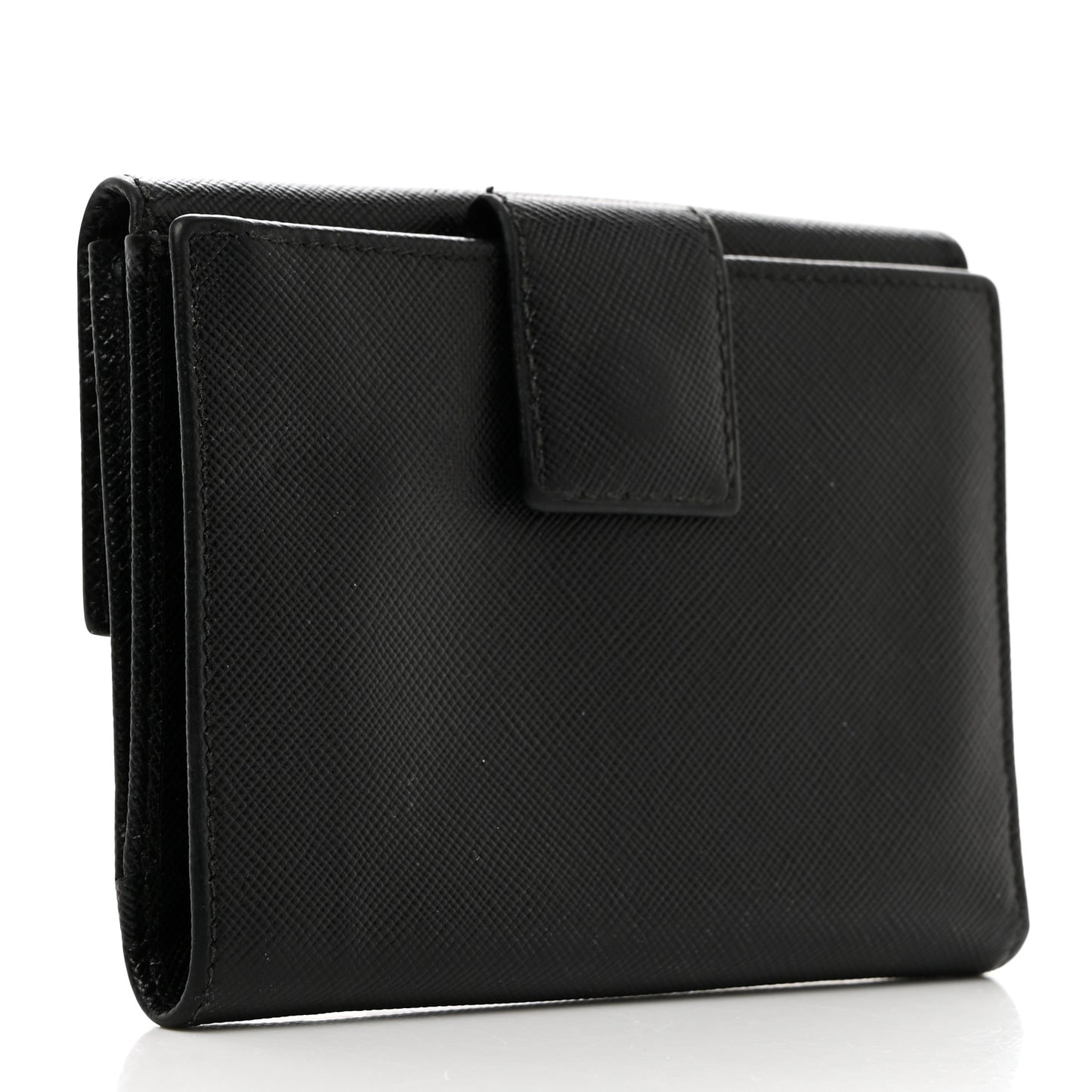 Saffiano Tri-Fold Compact Wallet Black