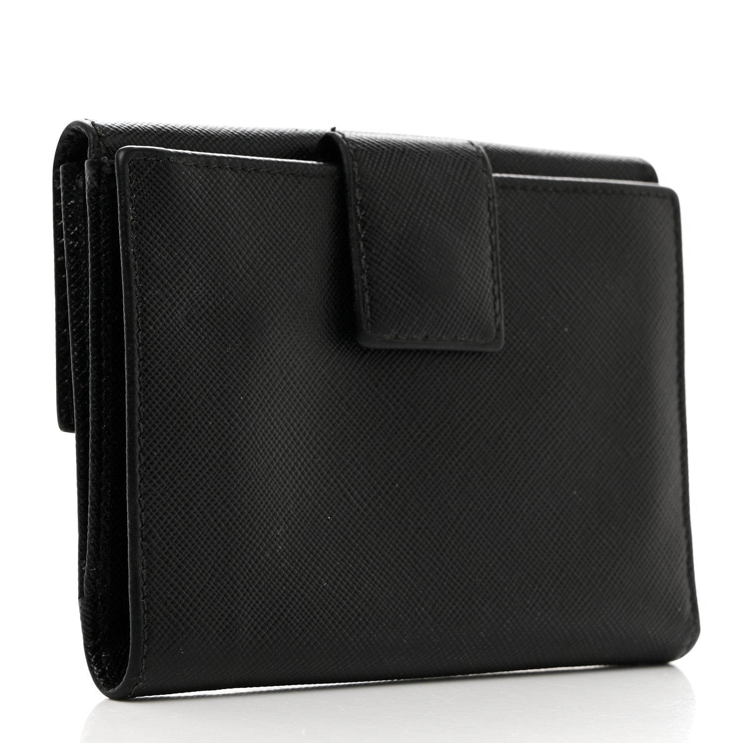 Prada Saffiano Tri-Fold Compact Wallet Black 3 of 8