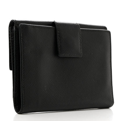 Prada Saffiano Tri-Fold Compact Wallet Black 3 of 8