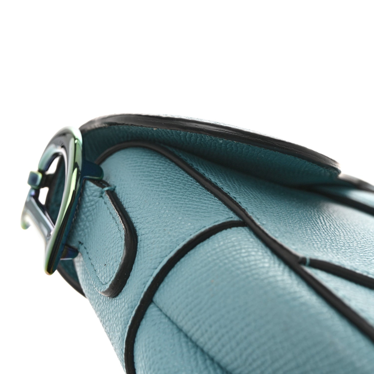 Christian Dior Grained Calfskin Saddle Bag Azure Blue 13 of 14