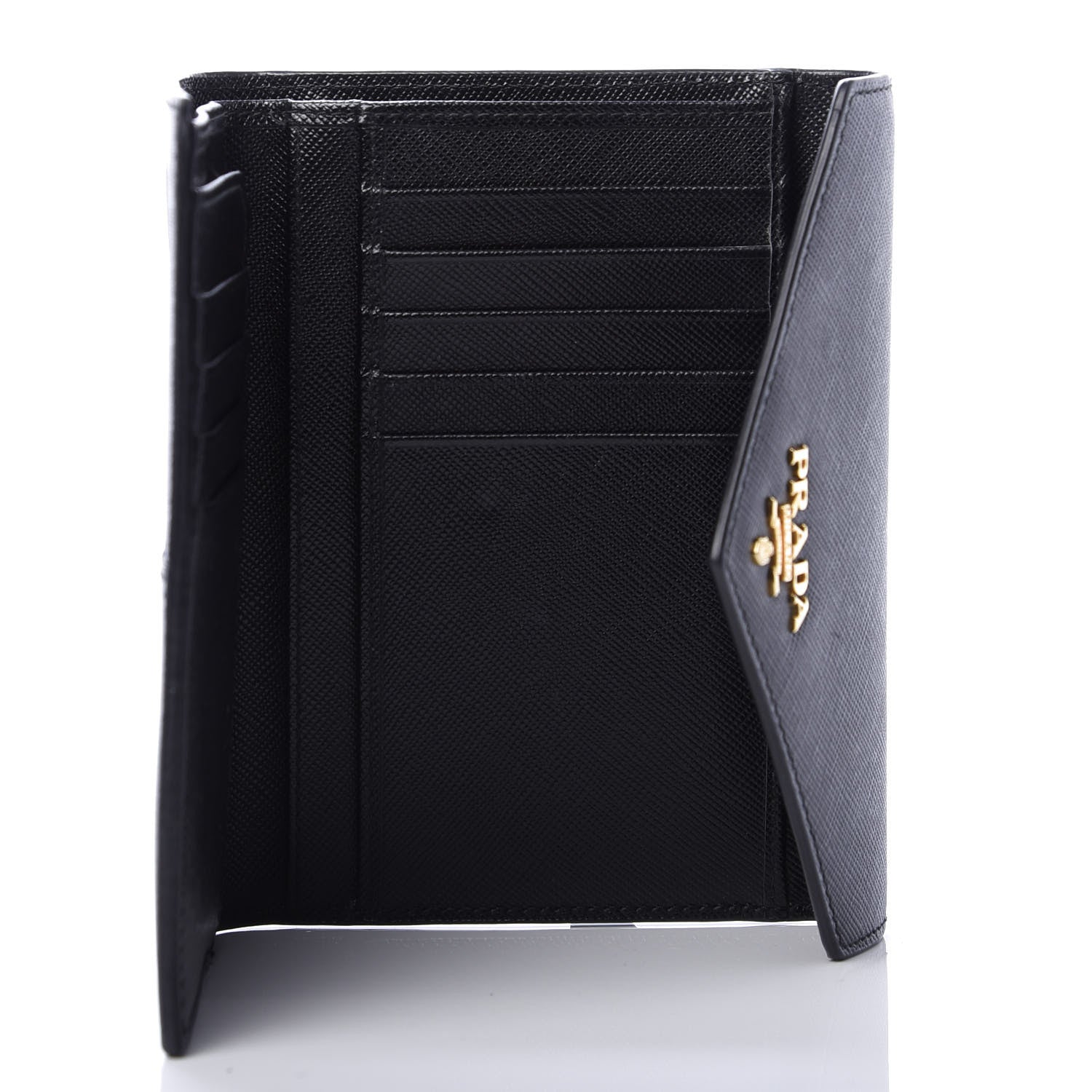 Prada Saffiano Compact Envelope Wallet Black 5 of 9