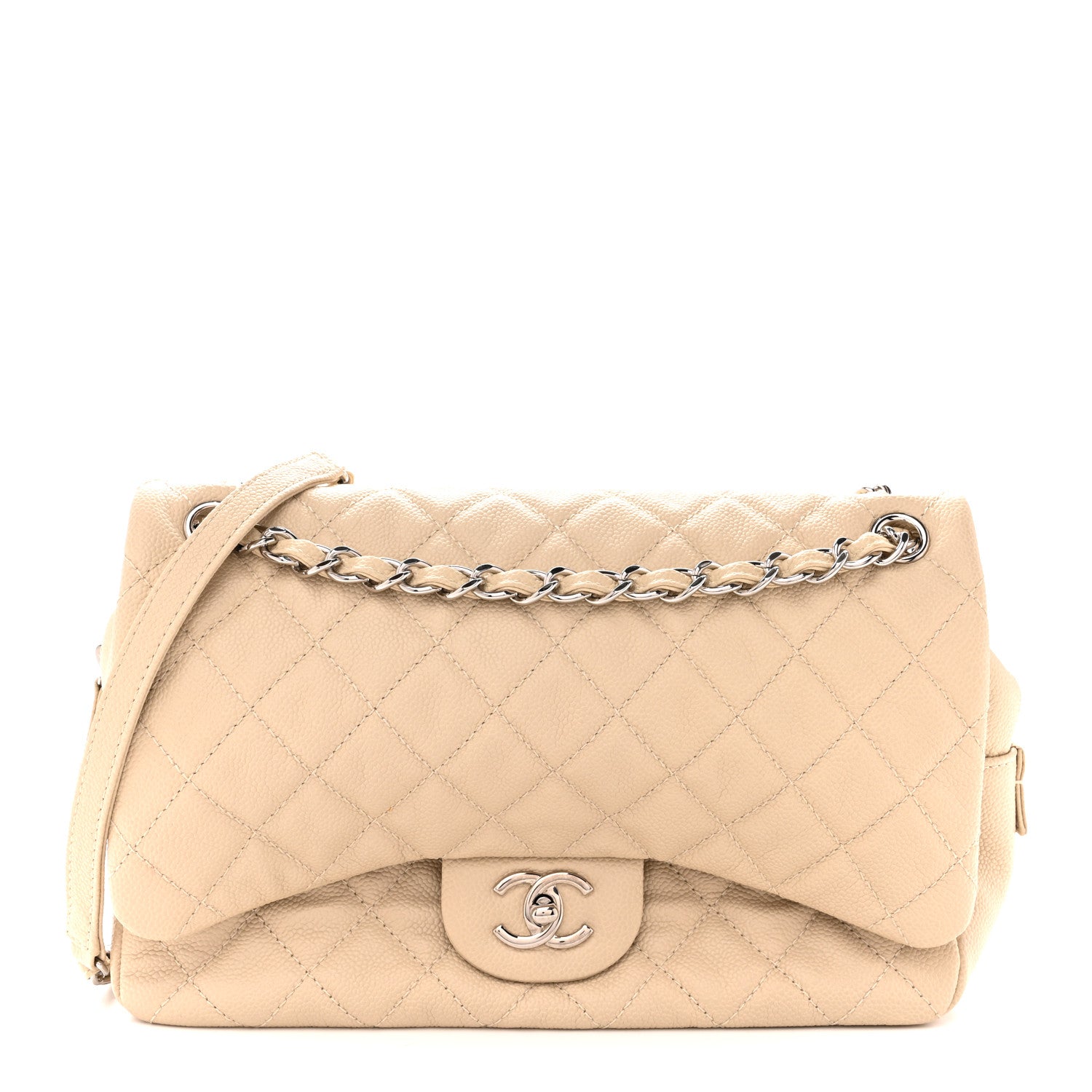 Chanel Caviar Quilted Jumbo Easy Flap Beige 1 of 10