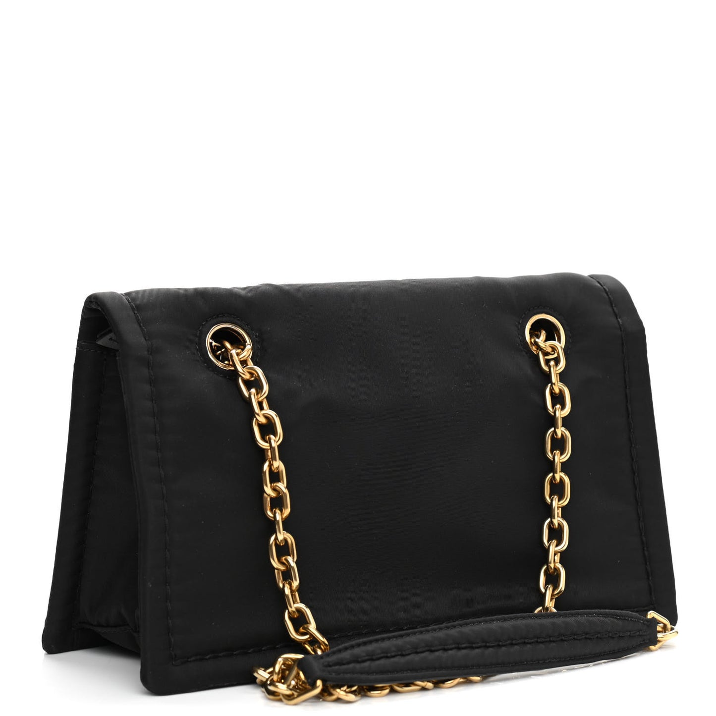 Tessuto Nylon Padded Chain Shoulder Bag Black