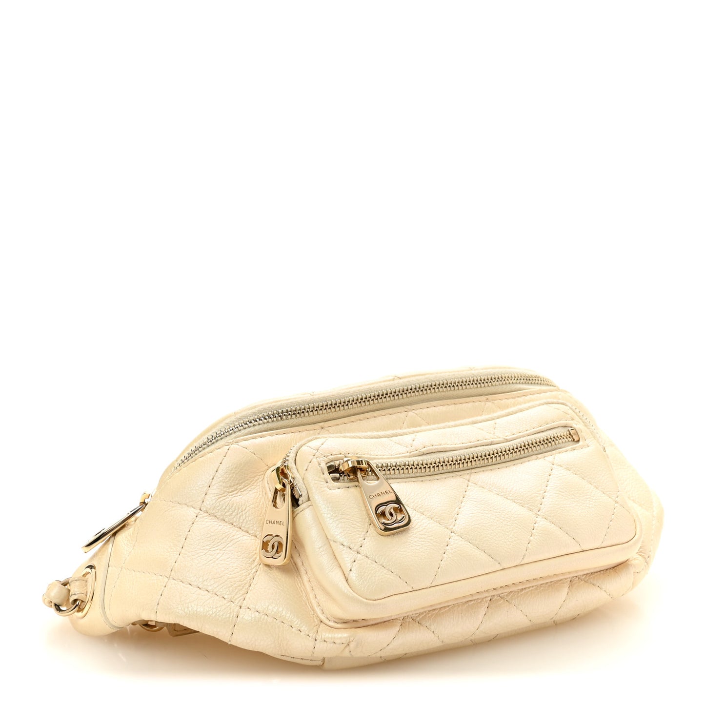 Calfskin Quilted All About Waist Belt Bag Light Beige