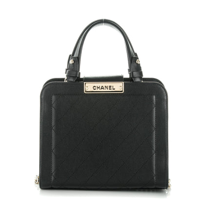 Chanel Grained Calfskin Stitched Small Label Click Shopper Tote Black 1 of 7