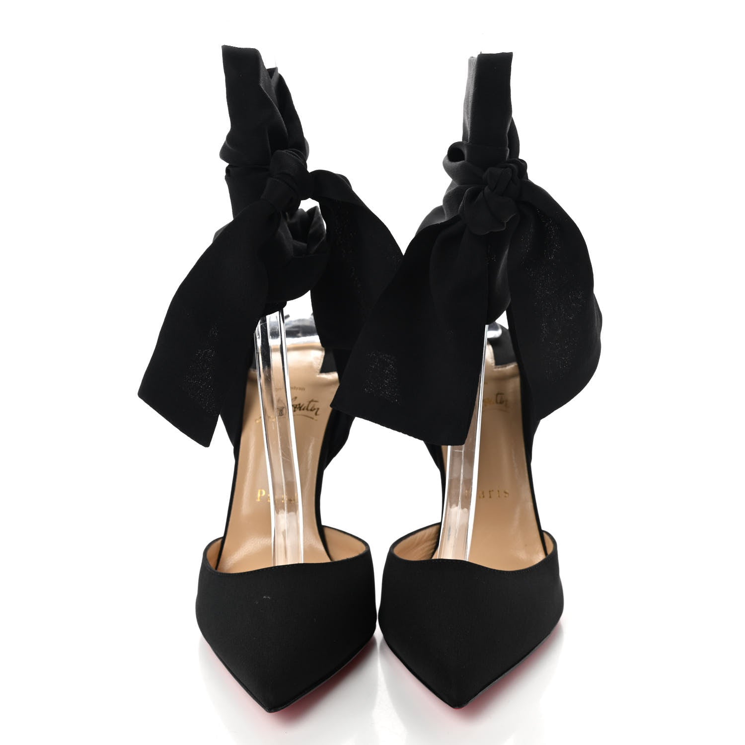 Christian Louboutin Satin Douce Du Desert 100 Heels 39 Black 2 of 7