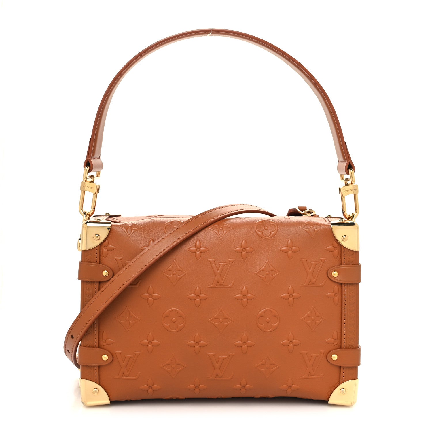 Louis Vuitton Calfskin Debossed Monogram Side Trunk Tan 1 of 10