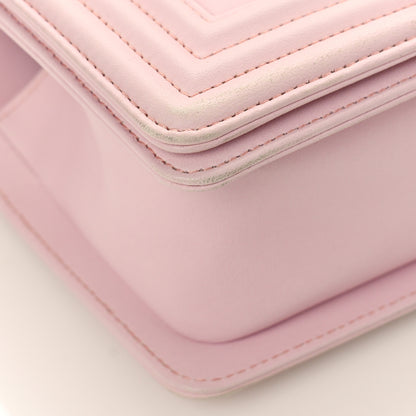 Chanel Lambskin Iridescent PVC Chevron Quilted Small Boy Flap Light Pink Silver 8 of 9