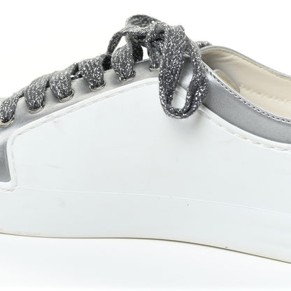 Chanel Iridescent Goatskin Womens Sneakers 40.5 White Silver 14 of 19