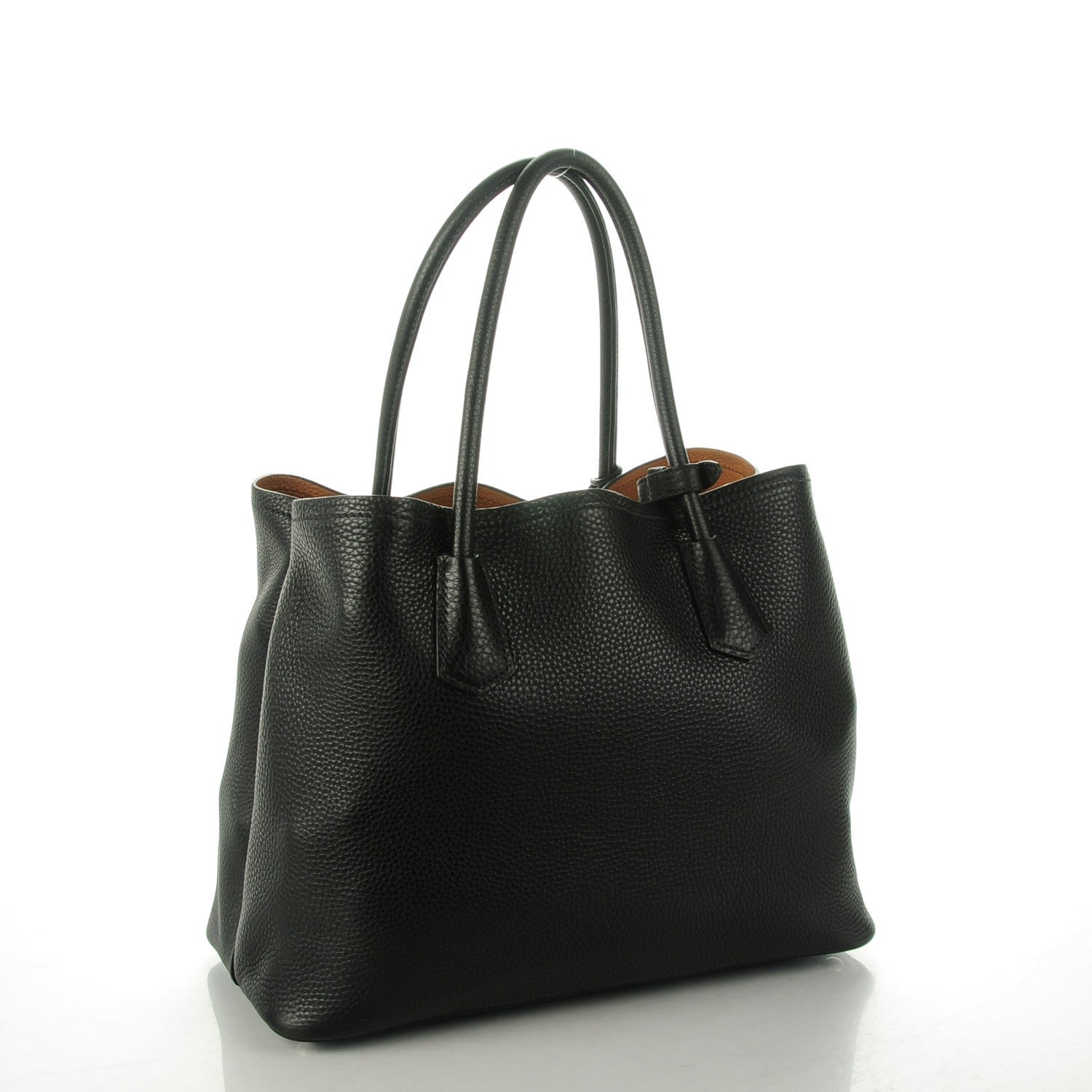 Prada Vitello Daino Medium Double Tote Black Cuoio 3 of 7