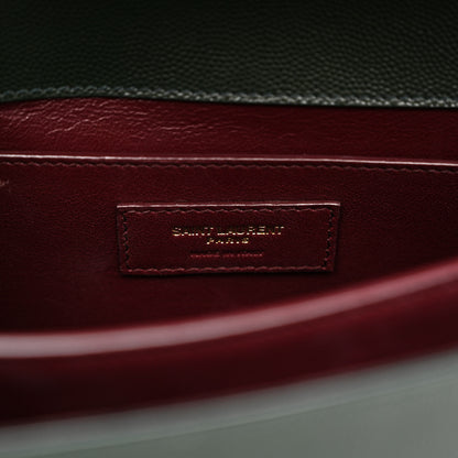 Saint Laurent Grain de Poudre Medium Classic Monogram Cassandra Top Handle Dark Green 6 of 14