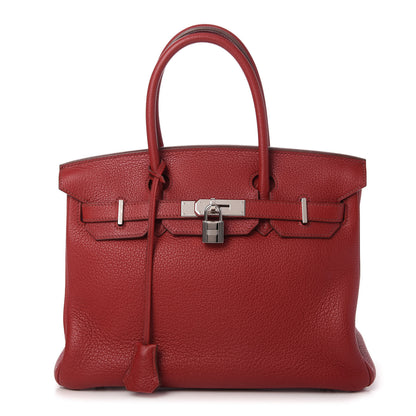 Hermes Taurillon Clemence Birkin 30 Rouge Garance 1 of 10