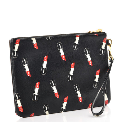Saint Laurent Calfskin Lipstick Print Monogram Pouch Black 3 of 8