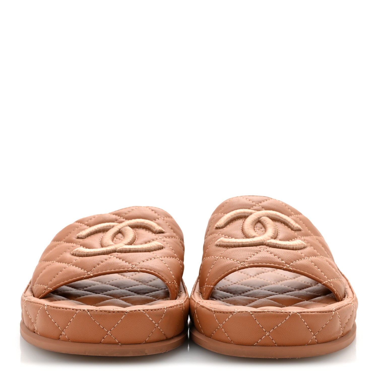 Chanel Lambskin Quilted CC Mules Sandals 39 Brown 3 of 10