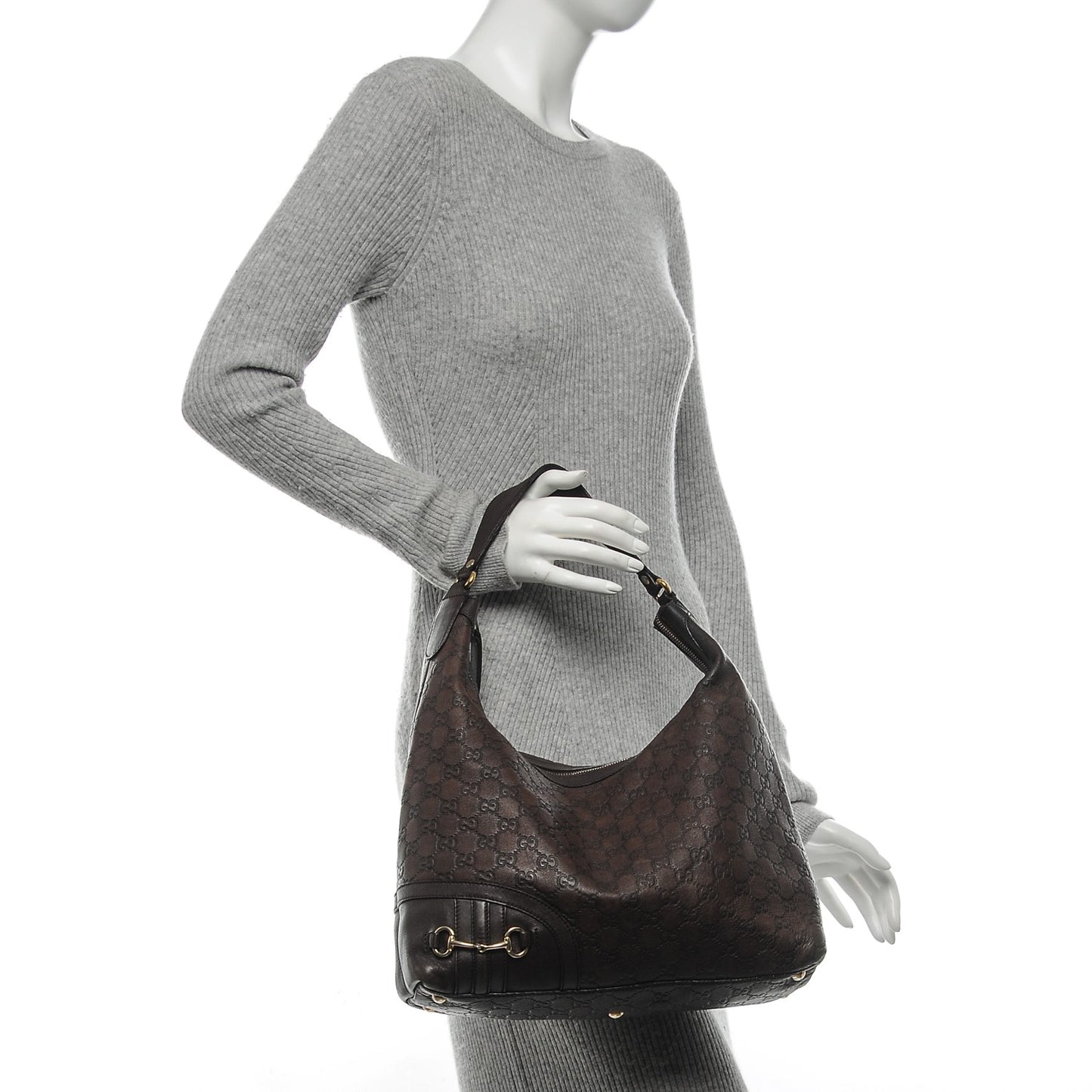 Guccissima Medium Horsebit Tassel Shoulder Bag Dark Brown