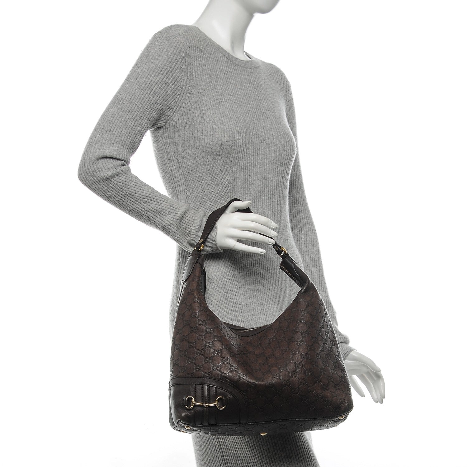 Gucci Guccissima Medium Horsebit Tassel Shoulder Bag Dark Brown 2 of 10