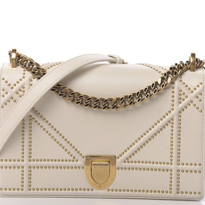 Christian Dior Lambskin Studded Medium Diorama Flap Bag Latte 13 of 16